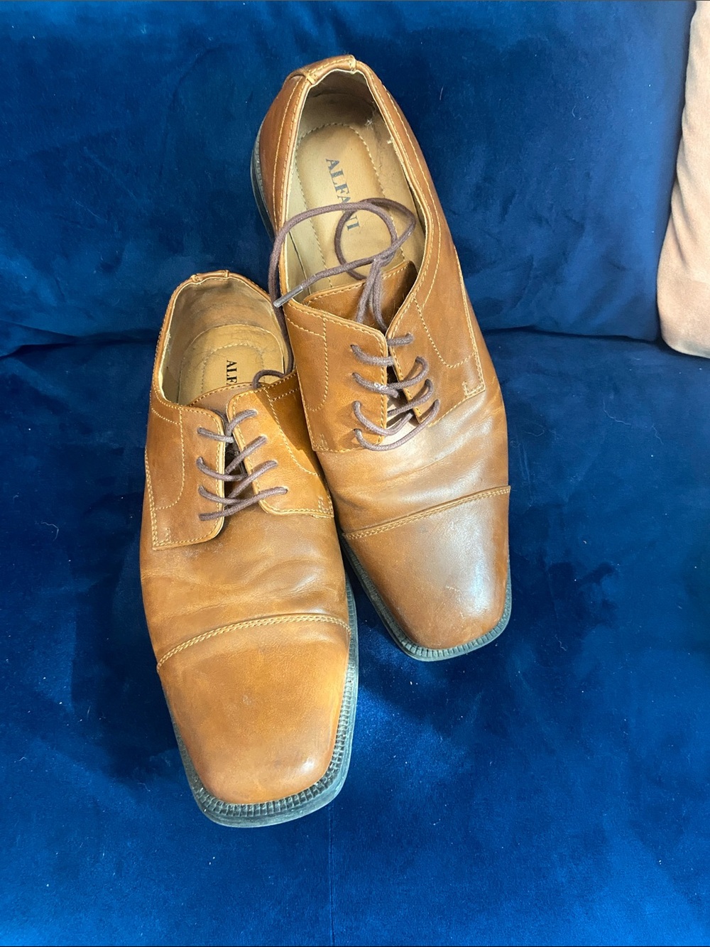 Alfani Brown Leather Cap-Toe Derby Shoes